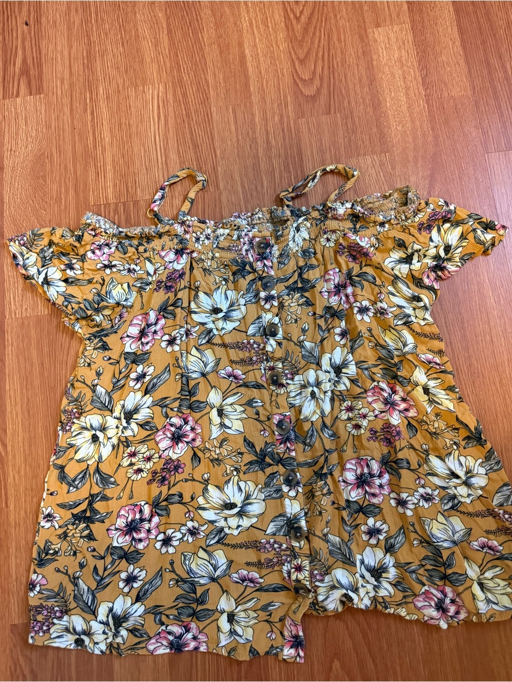 Cold-Shoulder Floral tunic in Mustard - Picture 4 of 4